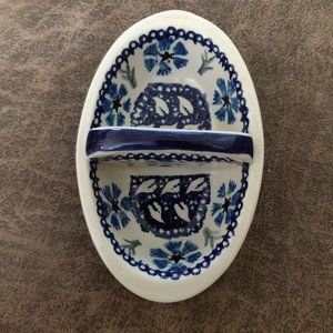 Wiza Ceramika Polish Pottery Small Divided Dish